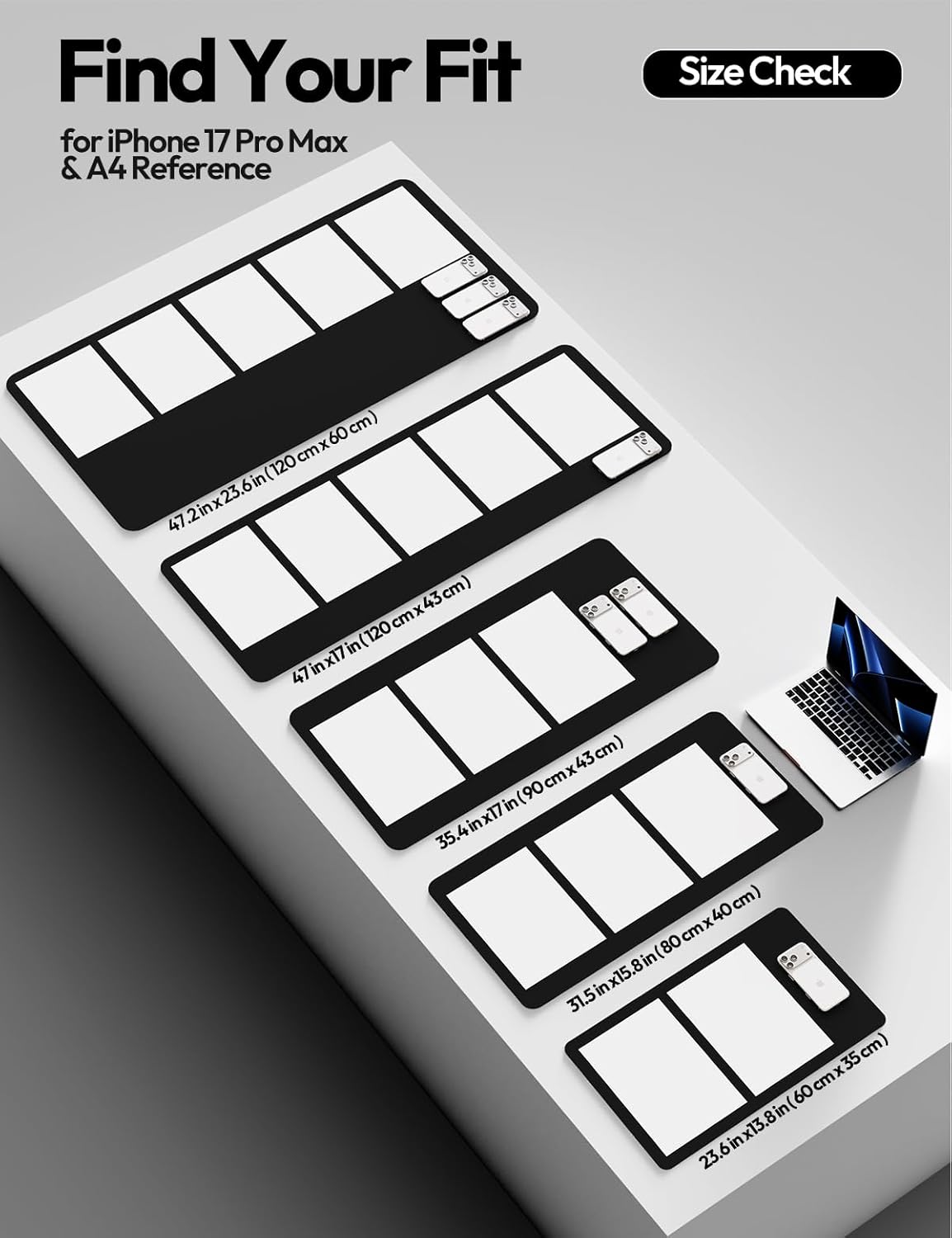 YSAGi Leather Office Desk Pad Protector, Large Mouse Pad, Non-Slip, PU Leather, Laptop Desk Blotter, Waterproof Writing Pad for Office and Home, Black, 23.6" x 13.8" - Colors B