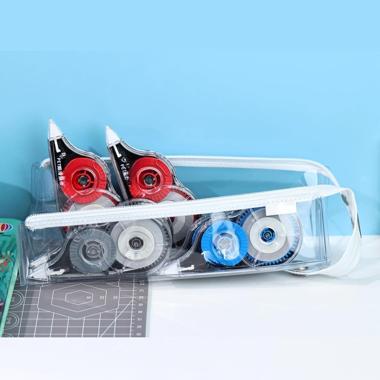 15PCS Correction Tape, 39.37ft Each, Fast, Clean, Opaque and Easy to Use Tear-Resistant Correction Tape Bulk Office or School Supplies, Blue, Red, Gray