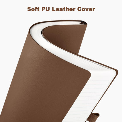 College Ruled Notebook, A4 Softcover Leather Notebook for Work, Lined Notebook Journal for Women, Men, 192 Thick Paper, Lay Flat, Large Notebook with 2 Pockets, Professional Business Notebook, Blue