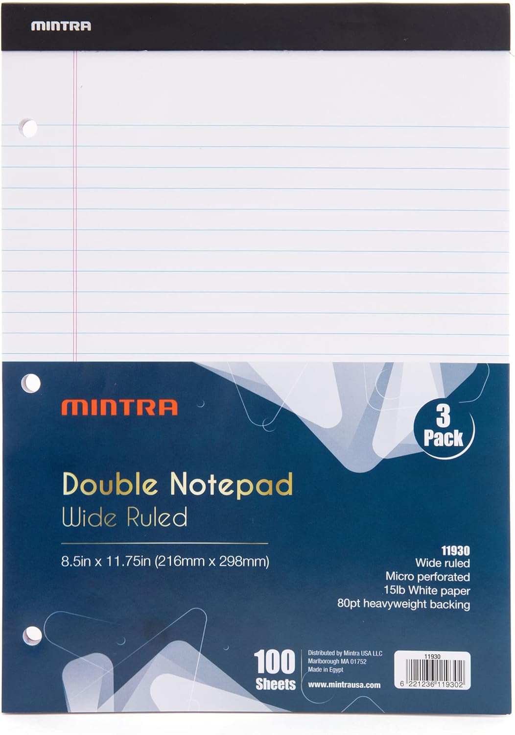 Mintra Office White Legal Pads – Ruled Notepads and Micro-Perforated Sheets, Ideal for Writing, Note-Taking & Creativity, Office, or Professional Use, Basic Pad 6 pack, 8.5"x11" (Narrow Ruled)