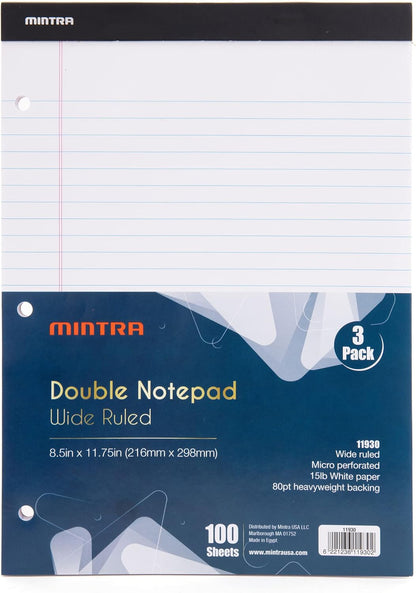 Mintra Office White Legal Pads – Ruled Notepads and Micro-Perforated Sheets, Ideal for Writing, Note-Taking & Creativity, Office, or Professional Use, Basic Pad 6 pack, 8.5"x11" (Narrow Ruled)