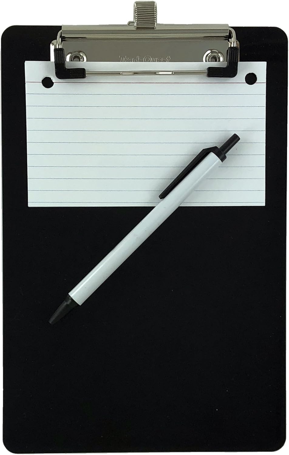 Trade Quest Small Memo Clipboard 6'' x 9'' Pen Holder Clip Plastic (Black) (Pen Included) (Pack of 6)