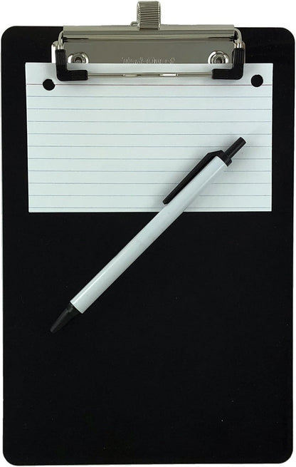Trade Quest Small Memo Clipboard 6'' x 9'' Pen Holder Clip Plastic (Black) (Pen Included) (Pack of 6)