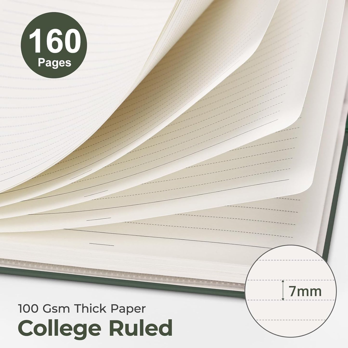 AHGXG Spiral Journal Notebook, 160 Lined Pages, A5 Medium Size (5.7'' x 8.3''), for Men & Women, Journaling, Writing, Work & Office, Hardcover, 100 GSM Thick Paper (Light Green)
