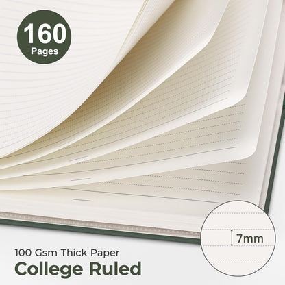 AHGXG Spiral Journal Notebook, 160 Lined Pages, A5 Medium Size (5.7'' x 8.3''), for Men & Women, Journaling, Writing, Work & Office, Hardcover, 100 GSM Thick Paper (Light Green)