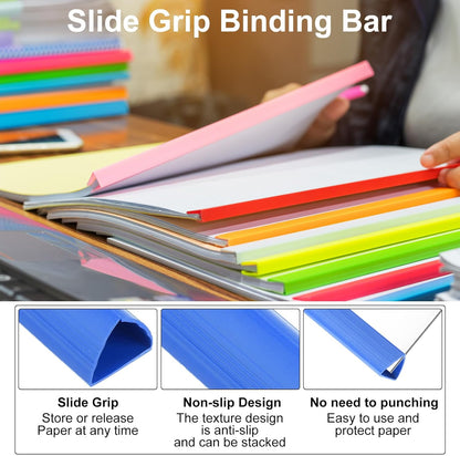 PATIKIL 20Pcs Binding Bars, 25mm Binding Bars Slide Grip 220 Sheets Capacity A4 Size Report Binder Presentation Binder for Report Cover Resume, White