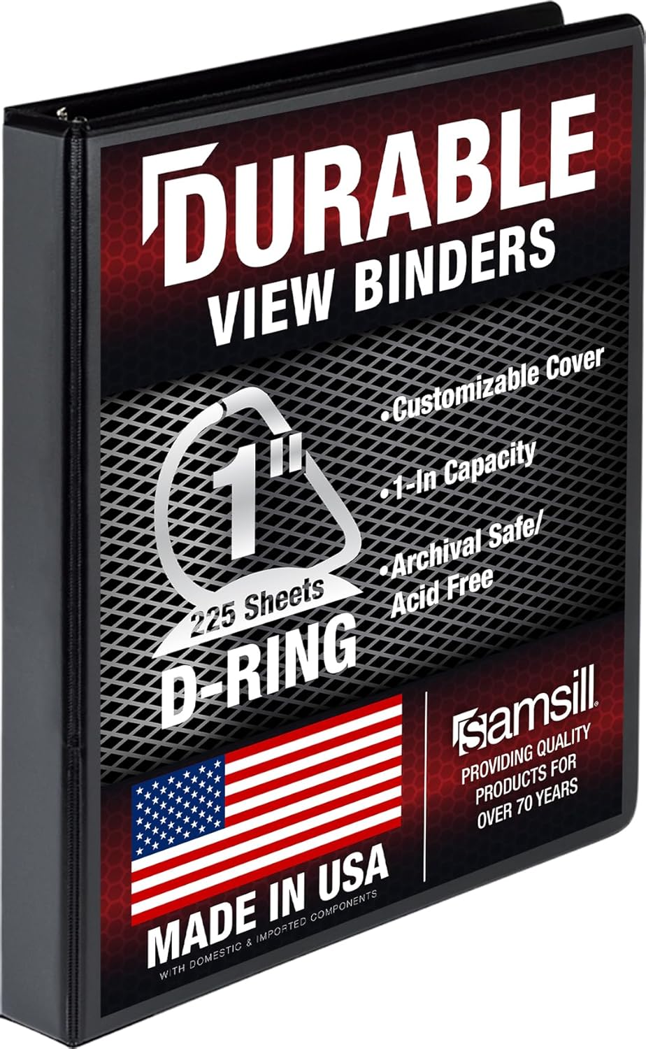 Samsill Durable 4 inch 3 Ring Binder, D Ring Binder, 100% Recycled Chipboard, Black, 2 Pack
