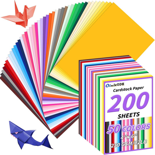 5" x 7" Cardstock, 200 Pack/50 Assorted Colors Colorful Thick Paper Cardstock Blank Colored Cards Stock for Invitations, Greeting Cards Making, Postcards, Photos, 250GSM Thick Paper Colorful