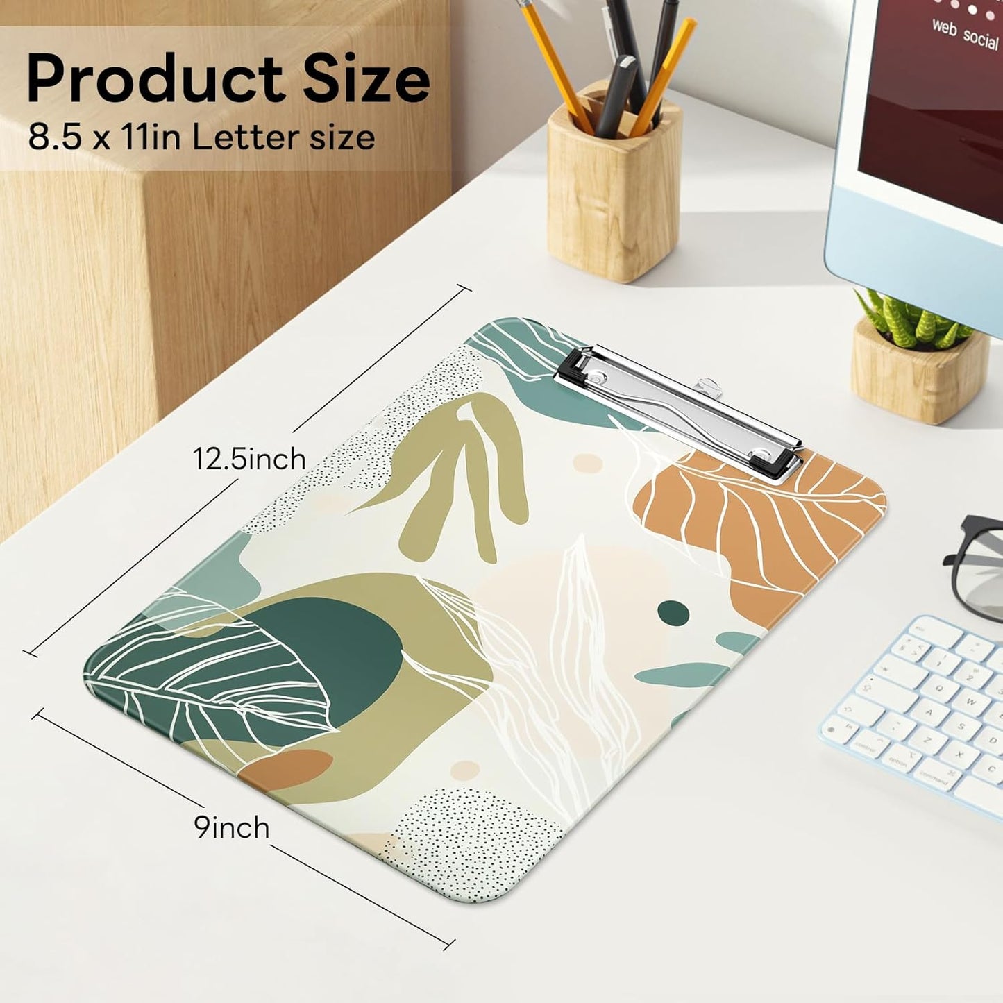 Plastic Cute Clipboard Low-Profile Metal Clip, A4 Letter Size 9 x 12.5 in, 8.5 x 11 Paper Clip Board for Teachers, Nurses, Classroom,Cute Black Cats