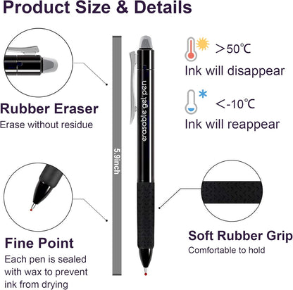 Erasable Gel Pens, 15 Pack Black Retractable Erasable Pens Clicker, Fine Point, Make Mistakes Disappear, Black Inks for Writing Planner and Crossword Puzzles…