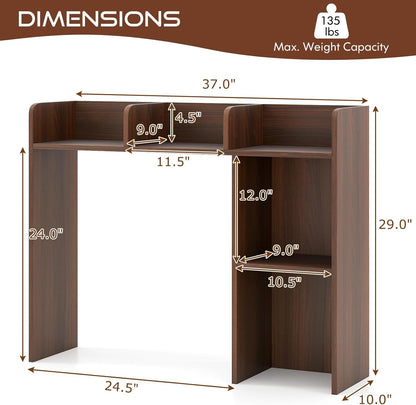 Tangkula Desktop Bookshelf, Countertop Storage Hutch with 5 Shelves for Computer Desk, Desk 3-Tier Display Rack, Multipurpose Wood Desktop Hutch Storage Organizer for Dorm Office Home