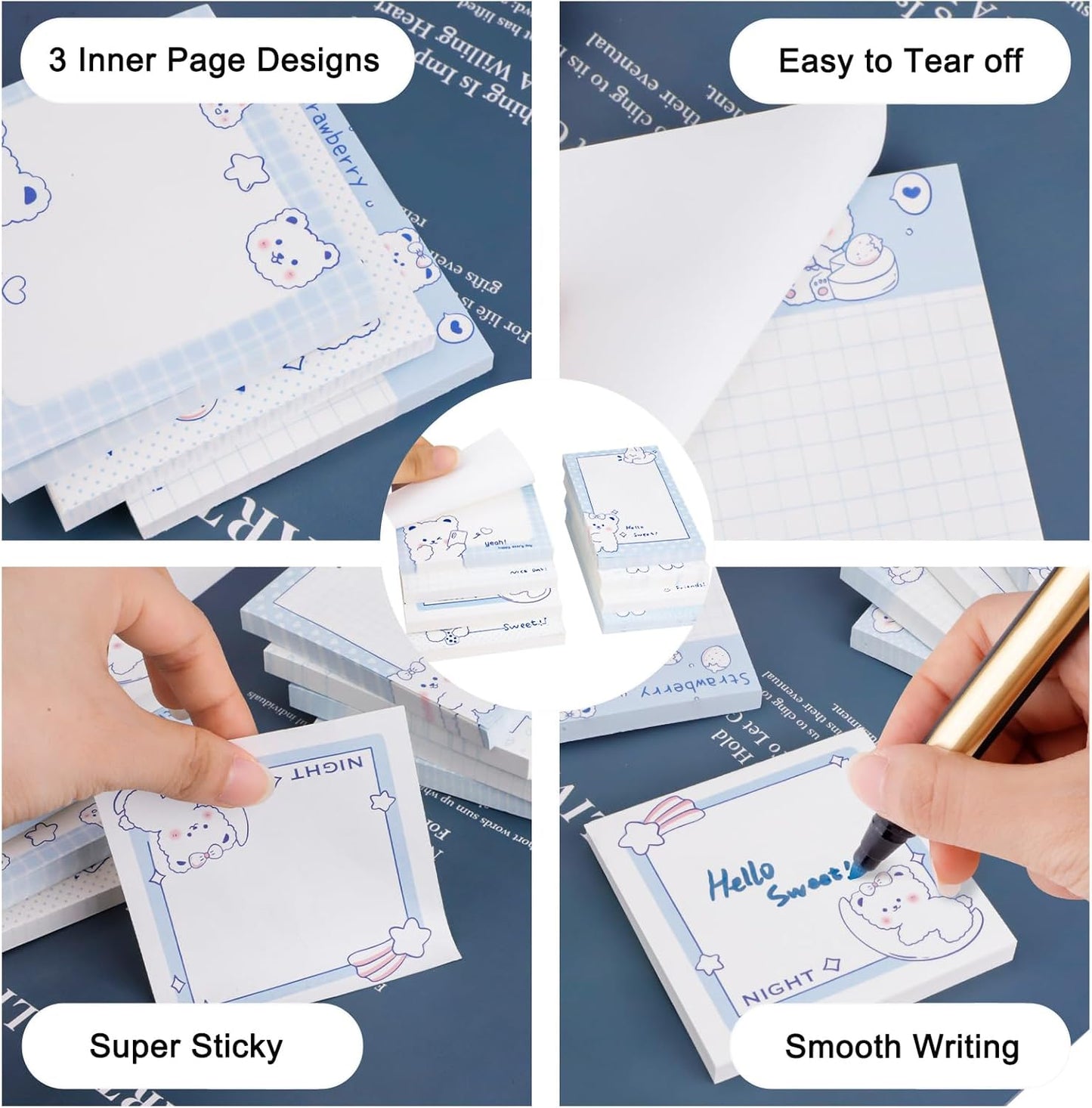 640 Pcs Cute Sticky Notes, Self-Stick Note Pads, Kawaii Memo Pads Lined, Funny Sticky Notes, List Notepads Set Bulk for School Office Home Supplies Teacher Students Planner Gifts