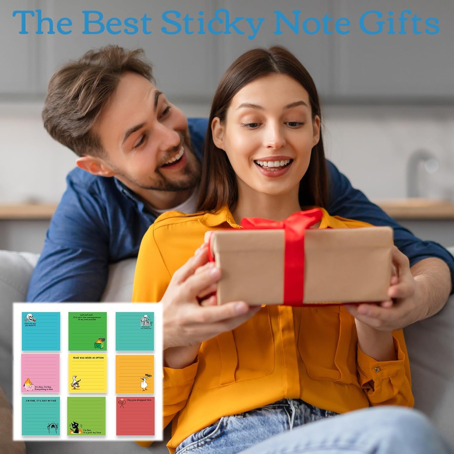 Inspirational Sticky Notes Gifts - 9 Pack Funny Positive Quotes Notepads 3x3 Inches, Fun Motivational Self-Adhesive Memo Pads Office Study Supplies for Friends Coworkers (450 Sheets)