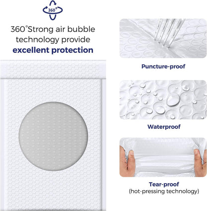 Fuxury Bubble Mailers 10.5x16 Inch 40 Pack Self Seal Padded Envelopes Waterproof Mailing Envelopes Bubble Padded Cushioning Padded Mailers Bubble Bags for Packaging Small Business Large #5 Black