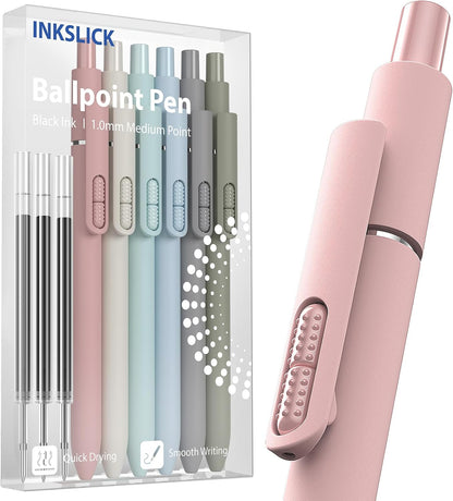 8 Pcs Black Ballpoint Pens - 1.0mm Medium Point Smooth Writing Black Ink Ball Point Pens | High-end Long Lasting Retractable Pen for School, Home, Office (Vintage-8pcs)