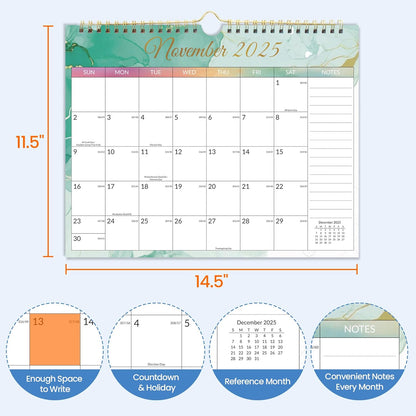 SUNEE Wall Calendar 2026 21 Months Apr. 2026 - Dec. 2027, 14.5"x11.5" Big Grid Hanging Calendar with Note for Organizing & Planning, Monthly Calendar 2026-2027 with Last Month and Next Month, White