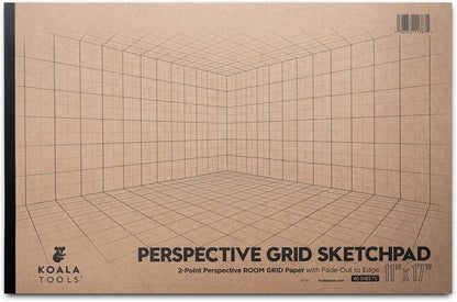 Koala Tools | Drawing Perspective (1 and 2-Point) Large Sketch Pad (1 Point - 9 x 12)