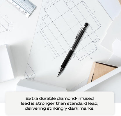 uniball Kuru Toga Elite Mechanical Pencil Starter Kit, 0.5mm, HB #2, Silver Barrel, 1 Pack
