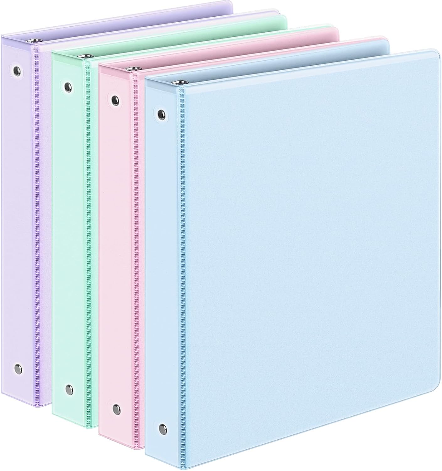 6 Pack Extra Durable 3 Ring Binders 1 inch, Sooez 1” Three Round Ring Binders with Pockets, Cute Customizable Clear View Cover for 8.5 x 11 Letter Size Papers, Pastels School Office Supplies for Girl