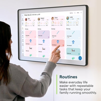 Skylight Calendar Max: 27-Inch Smart Digital Calendar & Chore Chart, Family Organizer with Interactive Touchscreen Display – Wall Mountable in Portrait or Landscape, Classic White Frame
