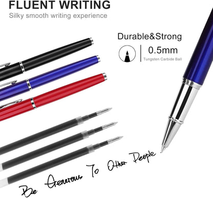 8 Pieces Replaceable Ballpoint Pen Refills Work for Most Brands Pens with Smooth Writing,Free-Flowing German Ink with Medium 0.5mm Ballpoint Tip(Black Refills and Length 4.4inch)