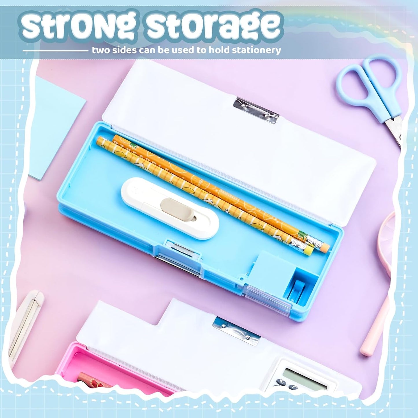 Henoyso Multifunctional Pencil Box for Girls Butterfly Pencil Case with Calculator and Sharpener Cool Cute Pencilcase School Supplies Essentials Christmas Birthday Gift Present for Kids Teens