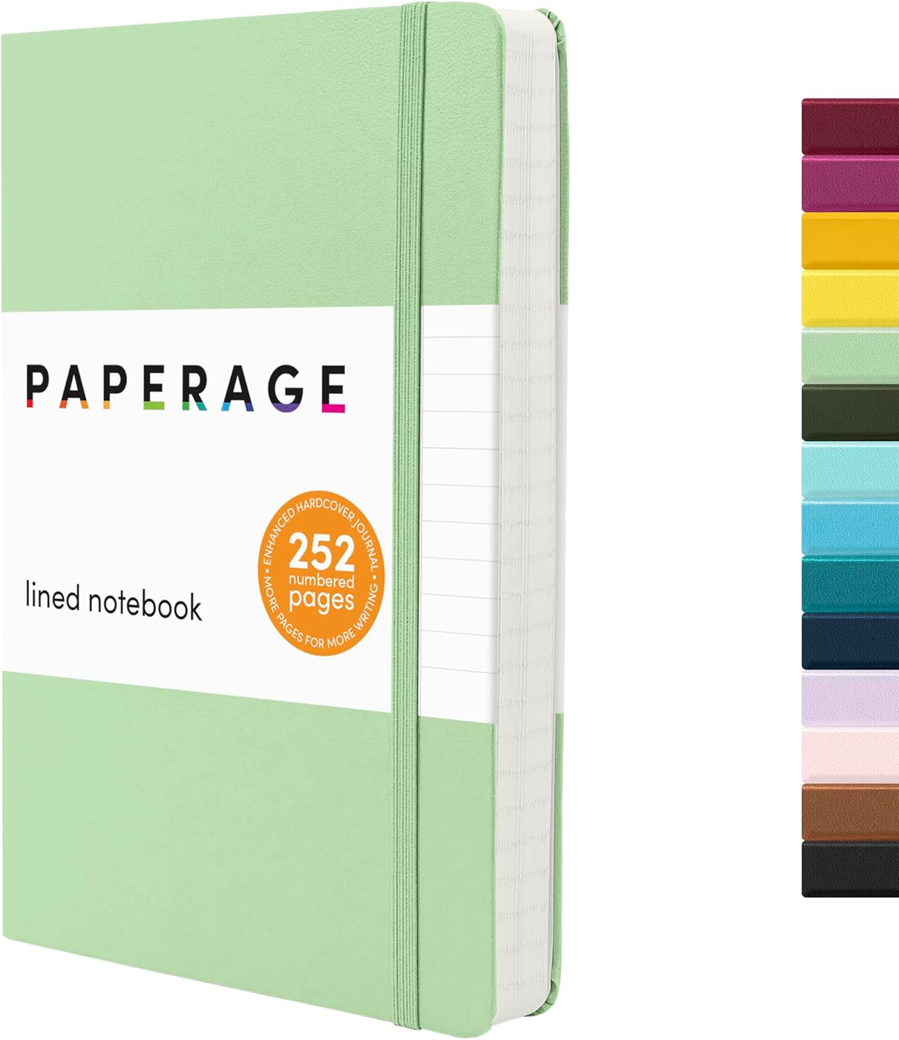 PAPERAGE Lined Journal Notebook, (Black), 160 Pages, Medium 5.6 in x 8 in - 100 GSM Thick Paper – Hardcover Journaling Notebook for Work, School & Note Taking