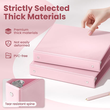 SUNEE 3 Ring Binder 3 Inch 1 Pack, Clear View Binder Three Ring PVC-Free (Fit 8.5x11 Inches) for School or Office Supplies, Pink