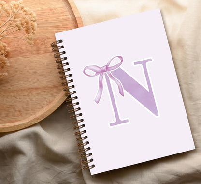 Blue Bow Journal Notebook for Girls,Initial H Journals Personalized Diary Gifts for Teen Girl Kids,Monogrammed Gifts for Women,Trendy Coquette Cute Hardcover Spiral Notebook 5.5 x 8.3 - Colors B