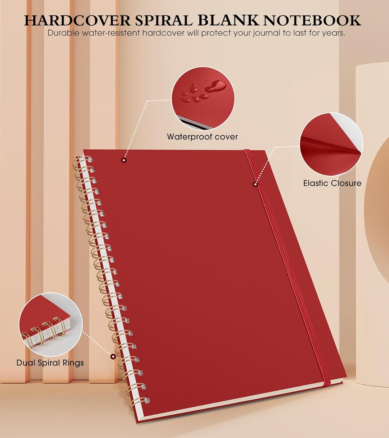 Spiral Notebook Journal 8.5” x 11”, A4 Large Pink Notebooks for Women Men, College Ruled Lined Journal, 100 GSM Paper, Plastic Hardcover Spiral Bound Journals for Work School Note Taking Business