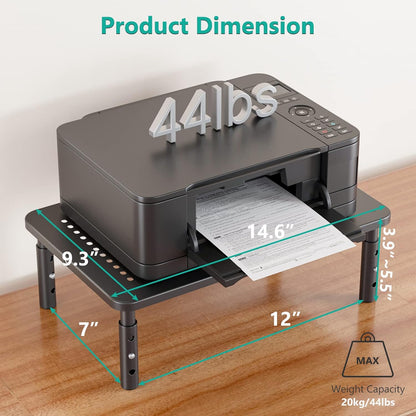 WALI Computer Monitor Stand for Desk, Adjustable Laptop Riser, Desk Monitor Stand Underneath Storage for Office, School Supplies (PTT001-B), 1 Pack, Black