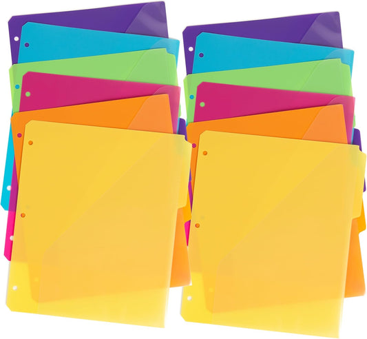 Smead Three-Ring Binder Poly Index Dividers, 1/3-Cut Tab, Letter Size, Assorted Colors, 12 per Pack (89420)