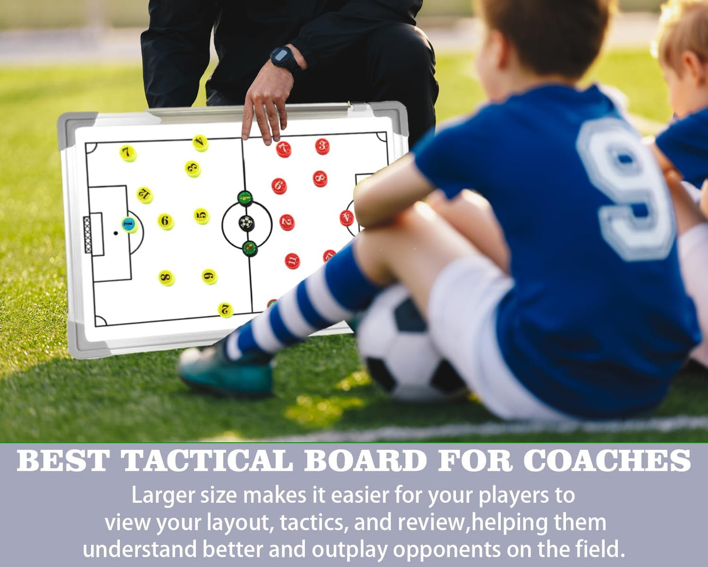 Magnetic Soccer Coaching Board, Double-Sided Dry Erase Tactics Board with Player Markers, Pen and Eraser, Portable Clipboard for Coaches, Coach Training Equipment Coach Gift (White Board)