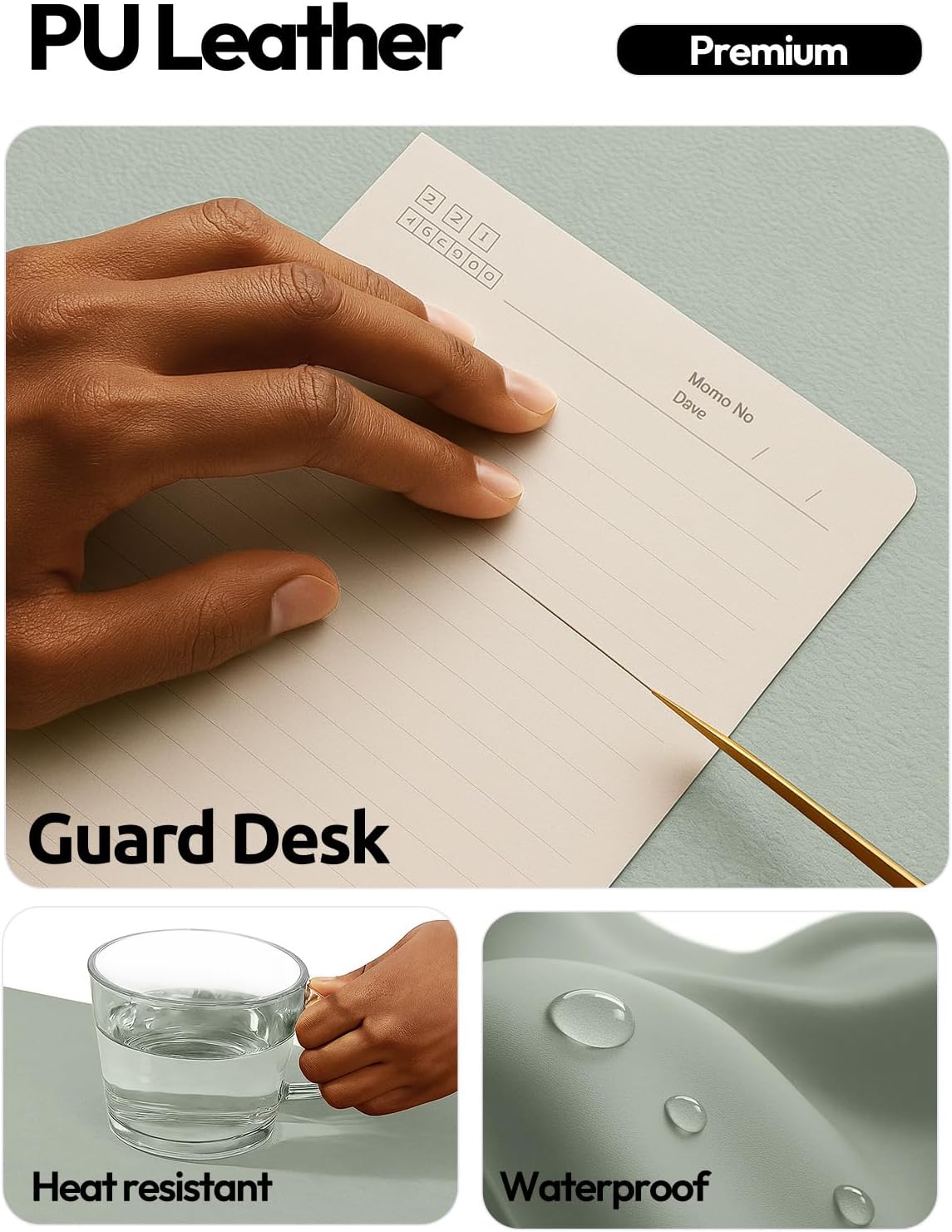 YSAGi Leather Desk Pad Protector, Office Desk Mat, Large Mouse Pad, Non-Slip PU Leather Desk Blotter, Waterproof Laptop Desk Writing Pad for Office and Home (23.6" x 13.8", Eggshell) - Colors B