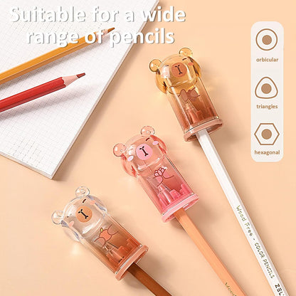 6Pcs Capybara Cute Stationery Set,Kawaii School Supplies,Including 3 Pencil Sharpeners and 3 Retractable Erasers, for Kawaii Office School Home Supplies (Capybara)