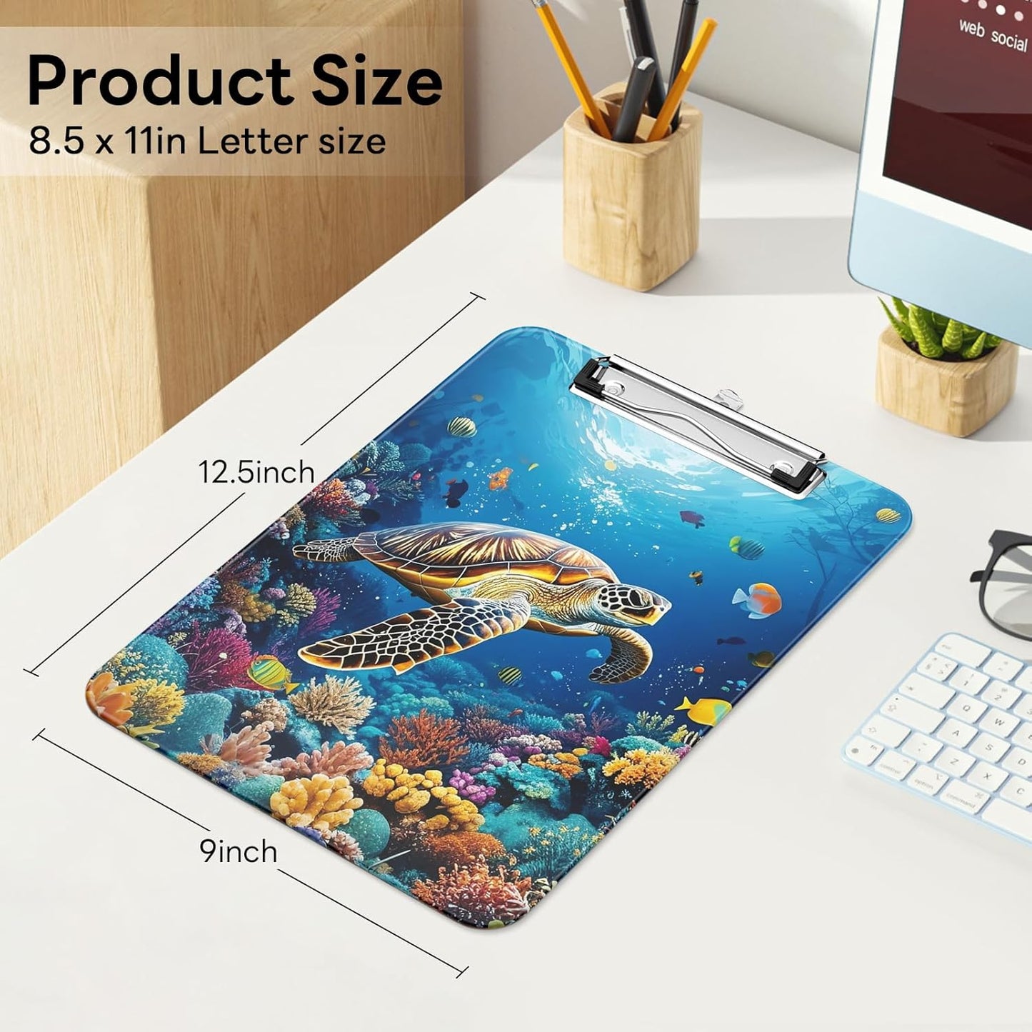 Plastic Cute Clipboard Low-Profile Metal Clip, A4 Letter Size 9 x 12.5 in, 8.5 x 11 Paper Clip Board for Teachers, Nurses, Classroom,Cute Black Cats