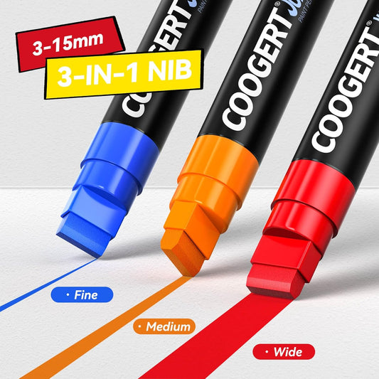 Coogert 8 Vibrant Colors Jumbo Poster Markers, 15MM Thick Permanent Acrylic Graffiti Markers, Wide Tip Paint Marker for Canvas, Posters Board, Fabric, Window, Wood, Teachers,Banner painting supplies