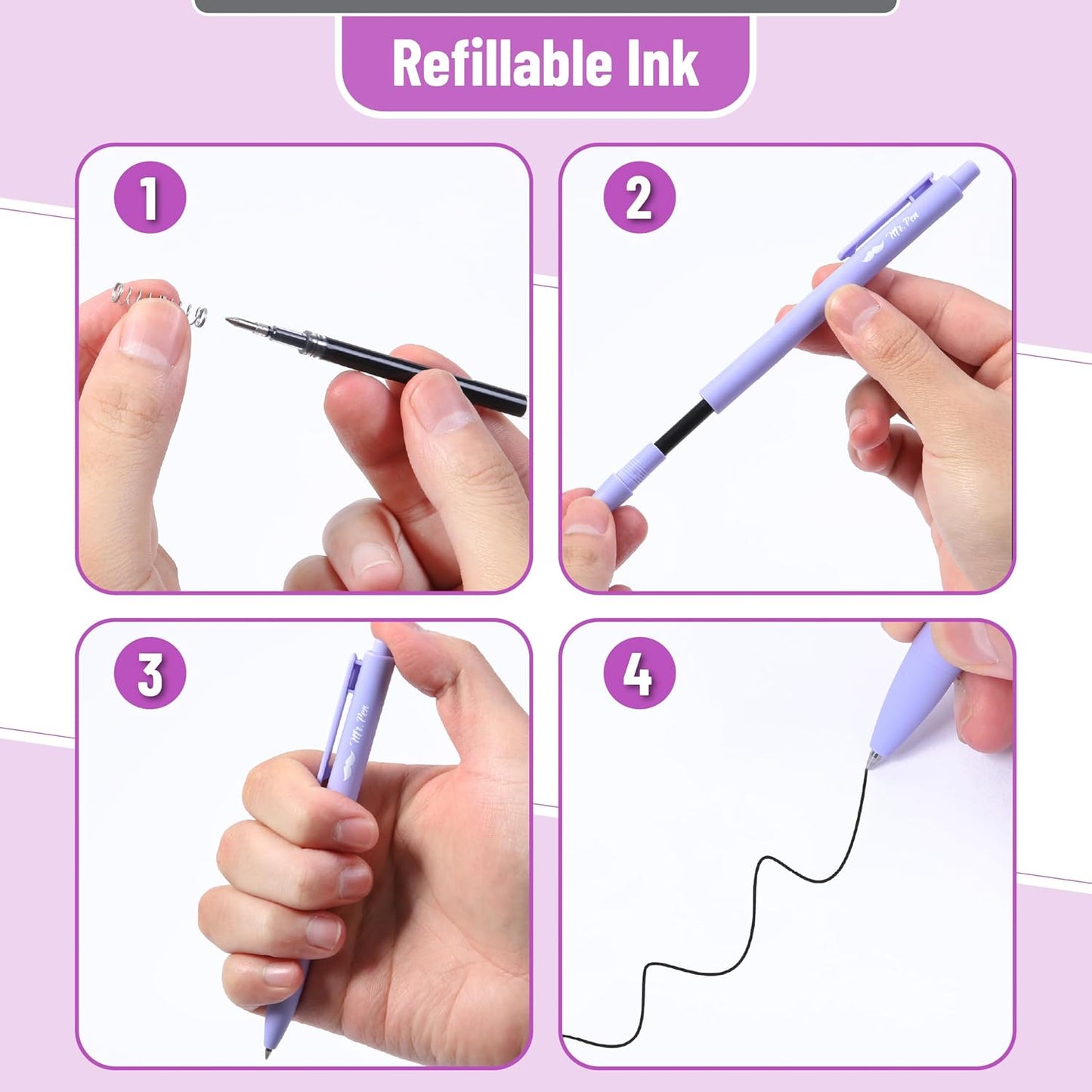 Mr. Pen- Retractable Gel Pens, 12 Pack, Colorful Ink, Fine Point 0.7mm, Fast Dry, Smooth Writing, Cute Pens for Drawing, Writing Planner and School Supplies