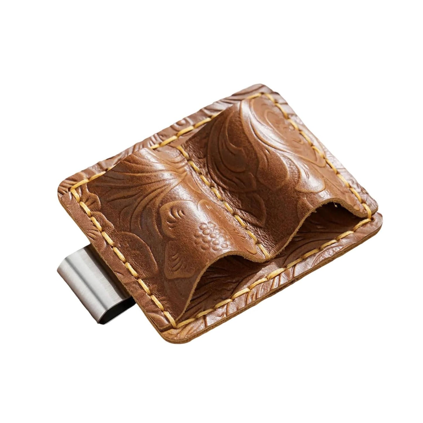LUOOHL Journal Leather Pen Holder With Clip Notebook Double Slot Clip For Planner Folder Clipboard Planner Pen Sleeve