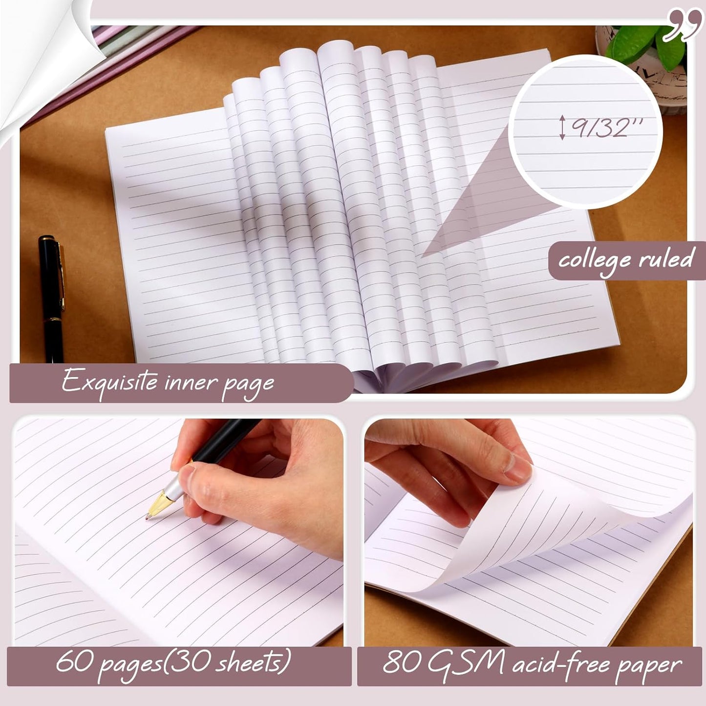 Harloon A5 Composition Notebook Journals 8 x 5.75 in College Ruled Kraft Notebooks with Rainbow Spines Small Lined Composition Book for Office Home(Bright Color,24 Pcs)