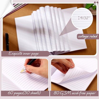 Harloon A5 Composition Notebook Journals 8 x 5.75 in College Ruled Kraft Notebooks with Rainbow Spines Small Lined Composition Book for Office Home(Bright Color,24 Pcs)