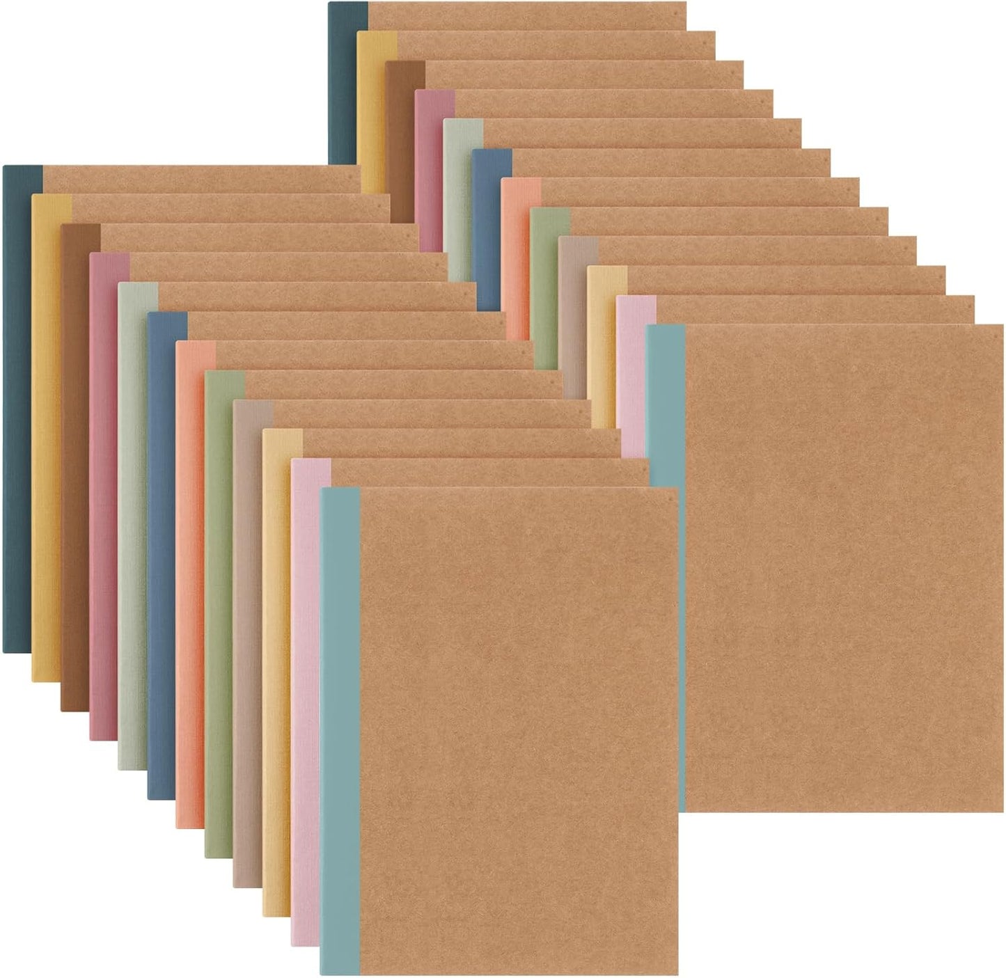Harloon A5 Composition Notebook Journals 8 x 5.75 in College Ruled Kraft Notebooks with Rainbow Spines Small Lined Composition Book for Office Home(Bright Color,24 Pcs)