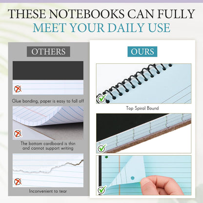 MotiMind 10 Pack 8.5" x 11" Top Spiral Notebook with 3 Hole Punched Morandi Colors Legal Pads College Ruled Notepad 50 Sheets Hard Cardboard Paper Wirebound Notepad for Office School Business