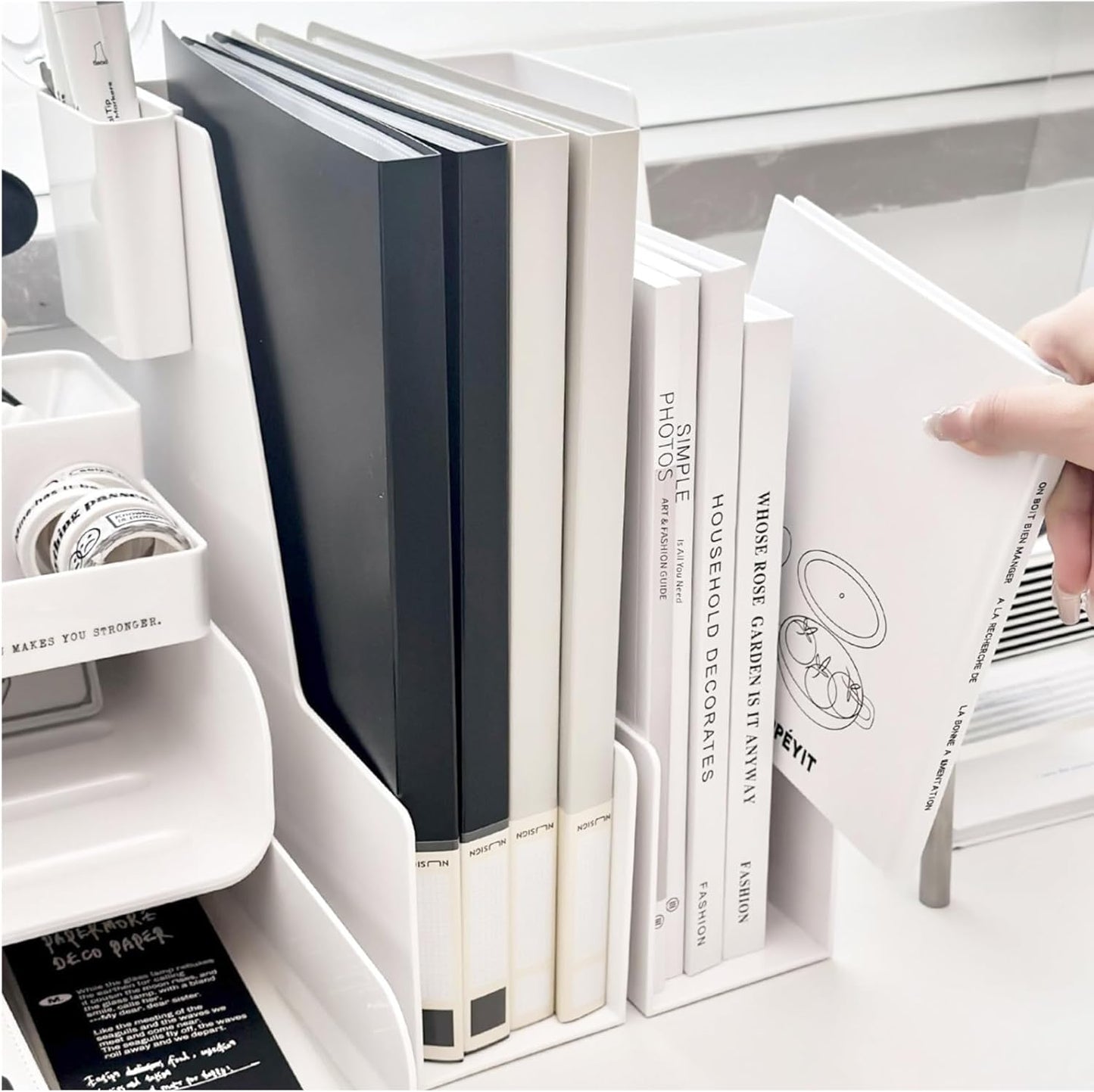 Vertical File Holder, 4 pack Clear Plastic Document Organizer and Clear Magazine Organizer, Multi-purpose Document Organizer for Home Office