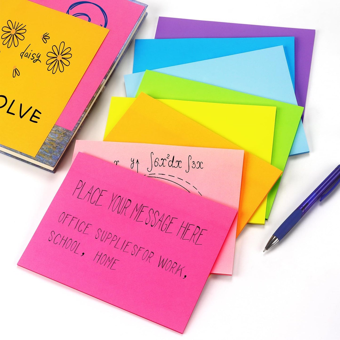 Winner Aura Sticky Notes 3x5 inch Bright Colors Self-Stick Pads 8 Packs 400 Sheets