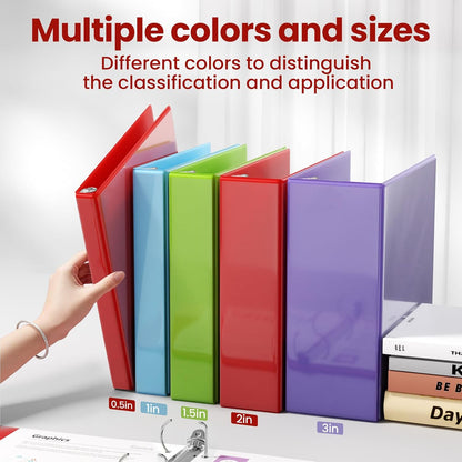 SUNEE 3 Ring Binder 2 Inch, Clear View Binder Three Ring PVC-Free (Fit 8.5x11 Inches) for School or Office Supplies, Light Purple, 1 Pack