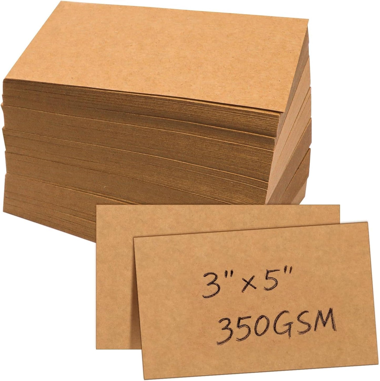 Bercoor 300 Pack Blank 3 x 5 Inch Index Cards, Heavy Study Cards, Note Cards for Office, School Learning, Kraft Paper
