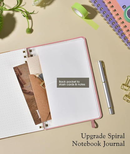 Lined Spiral Journal Notebook, A5 Hardcover Spiral Journals for Women Men, 150 Numbered Pages Spiral Bound Notebook, 100 GSM College Ruled Notebooks for Work, Note Taking 5.75" x 8.38", Olive Green