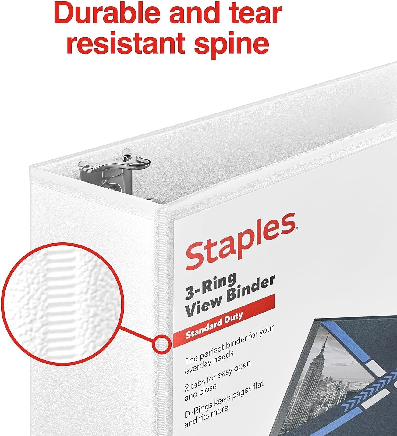 Staples Standard 2-Inch 3-Ring View Binder, Holds Up to 450 Sheets, Orange, Durable Binder for Office & School