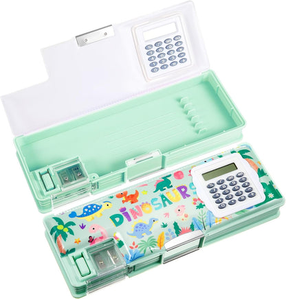 Henoyso Multifunctional Pencil Box for Girls Butterfly Pencil Case with Calculator and Sharpener Cool Cute Pencilcase School Supplies Essentials Christmas Birthday Gift Present for Kids Teens